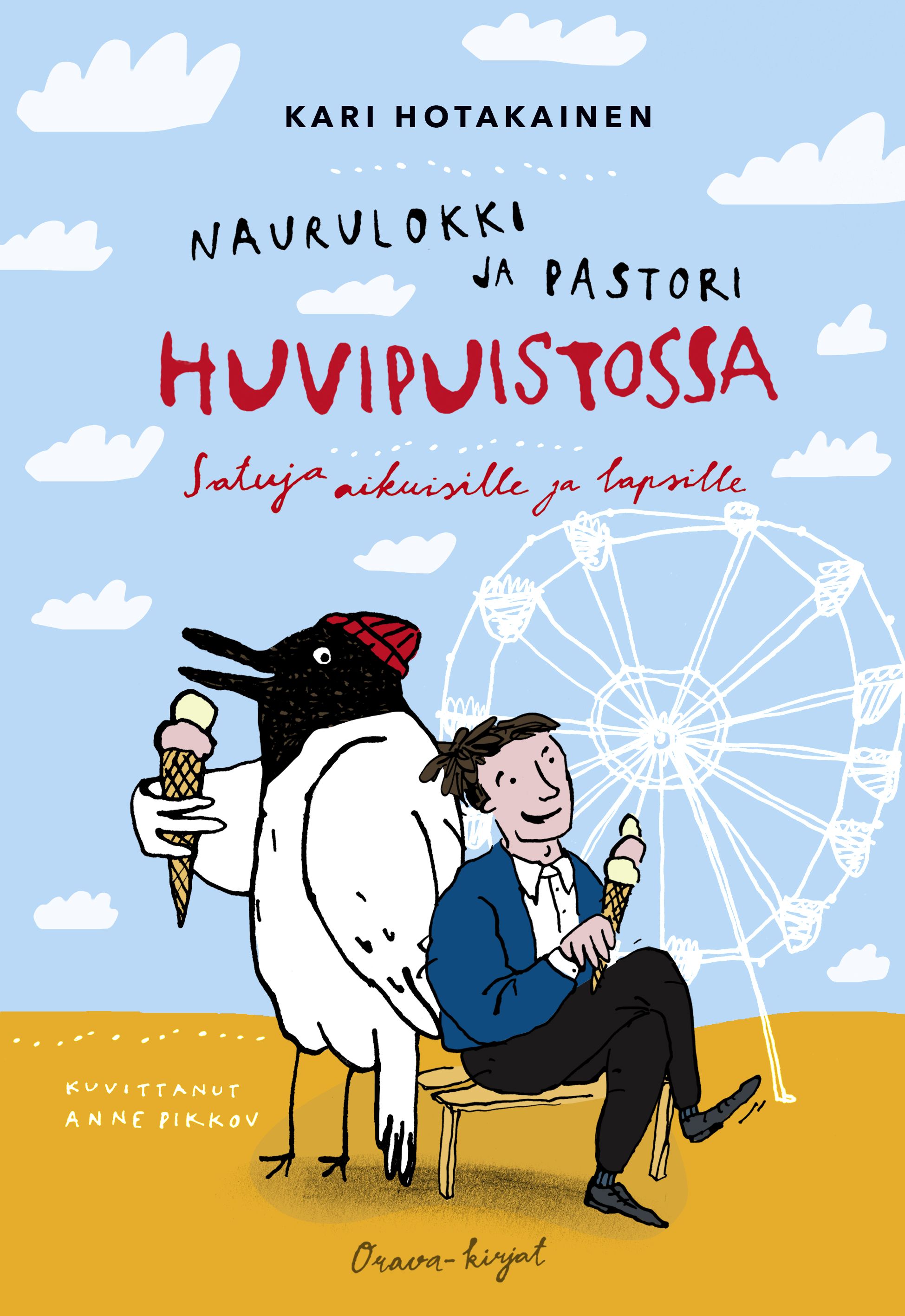 Naurulokki ja pastori huvipuistossa